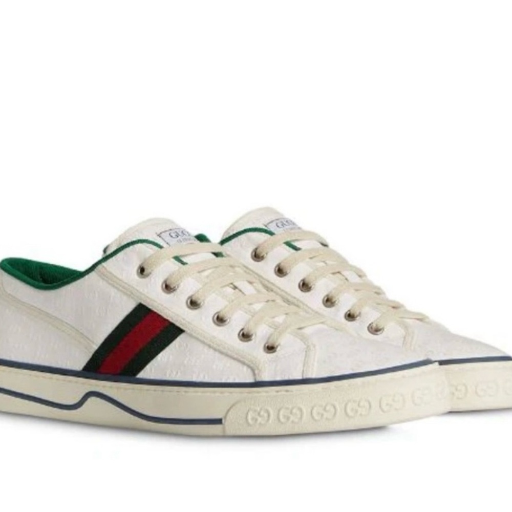 Authentic Gucci GG monogram Canvas 1977 tennis low top sneakers size 8